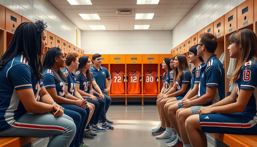 Students in a locker room discussing summer school university programs.