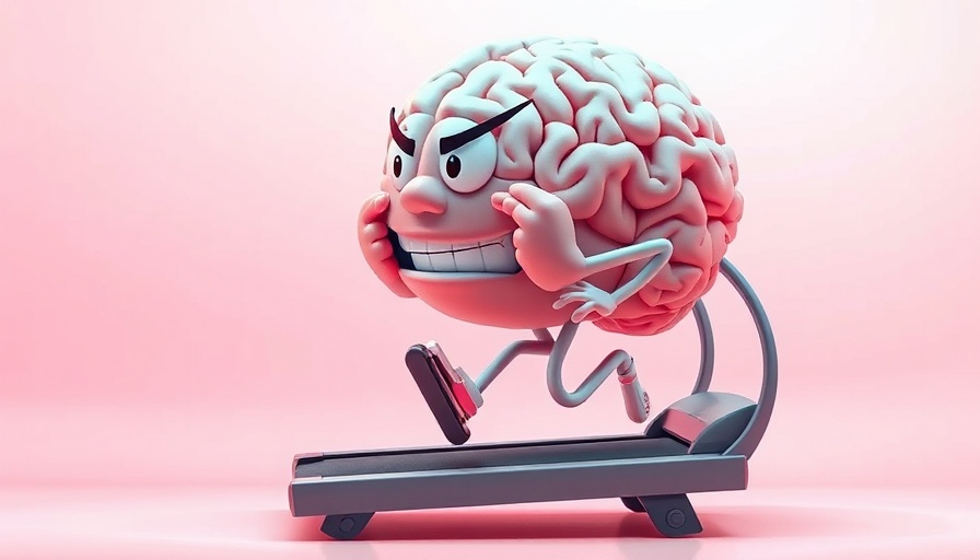 Conceptual brain running on a treadmill representing mental toughness in running.