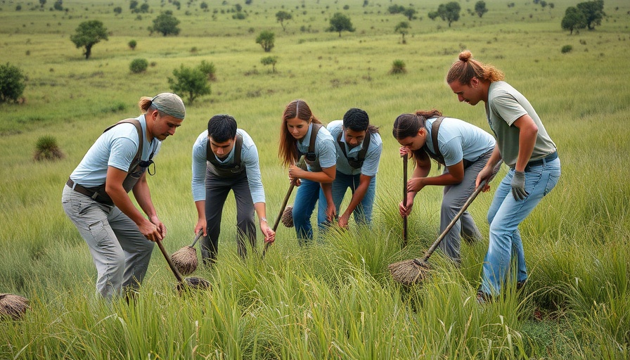 Volunteers practicing cholk grassland conservation wellness.