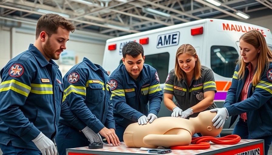 Student paramedics practicing CPR at a training event