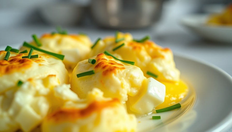 Cottage Cheese Baked Eggs topped with chives on a plate.