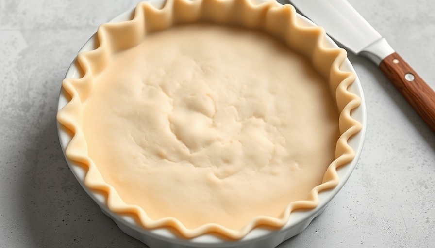 Freshly rolled high-protein pie crust in a white dish.