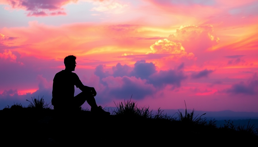 Silhouette figure on hill in colorful sky, overcoming overthinking tips
