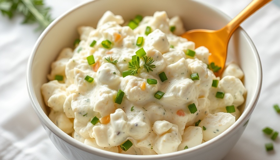 Cottage Cheese Egg Salad with herbs and onions in a bowl
