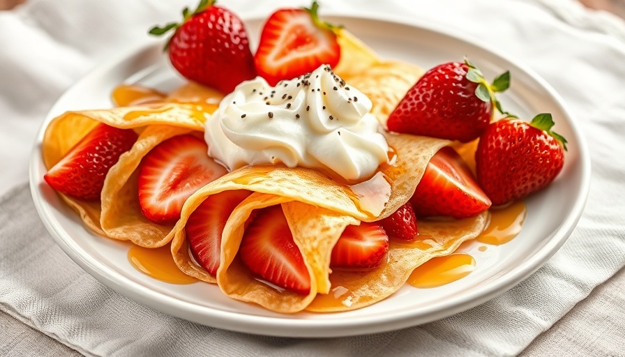 Quick meals - Golden crepes with strawberries and cream.