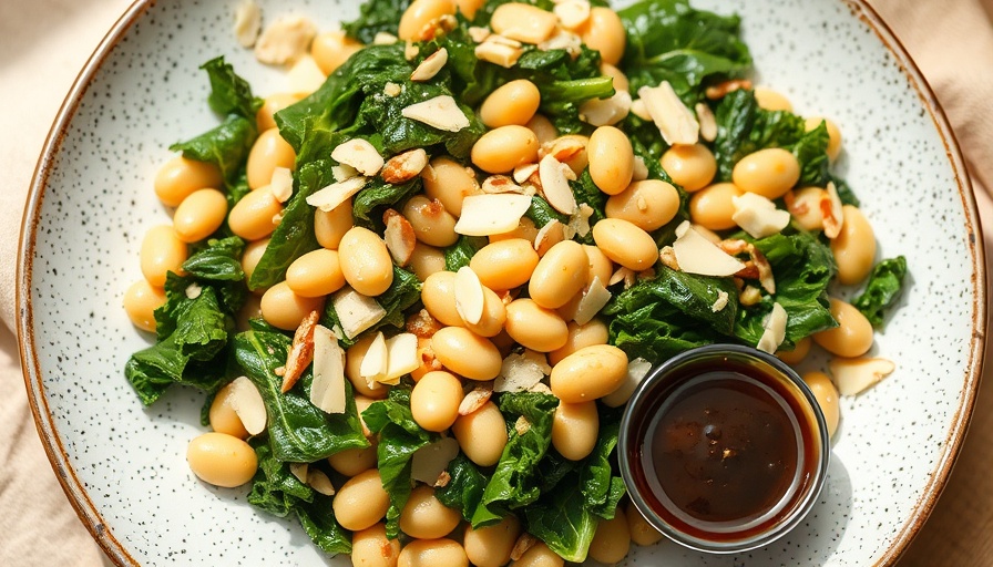 Vibrant Butter Bean Lemon Kale Salad with Almonds and Dressing