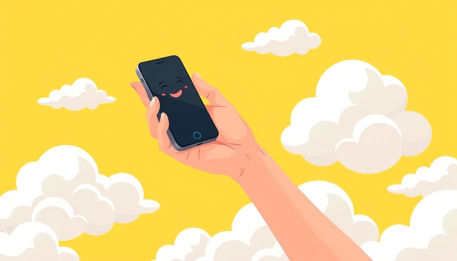 Going Off the Social Media Grid: Hand holding smartphone in cloudscape.