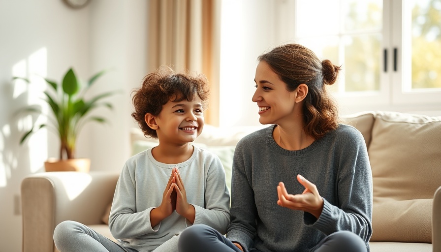 Model mindfulness talking to kids with peaceful interaction at home.