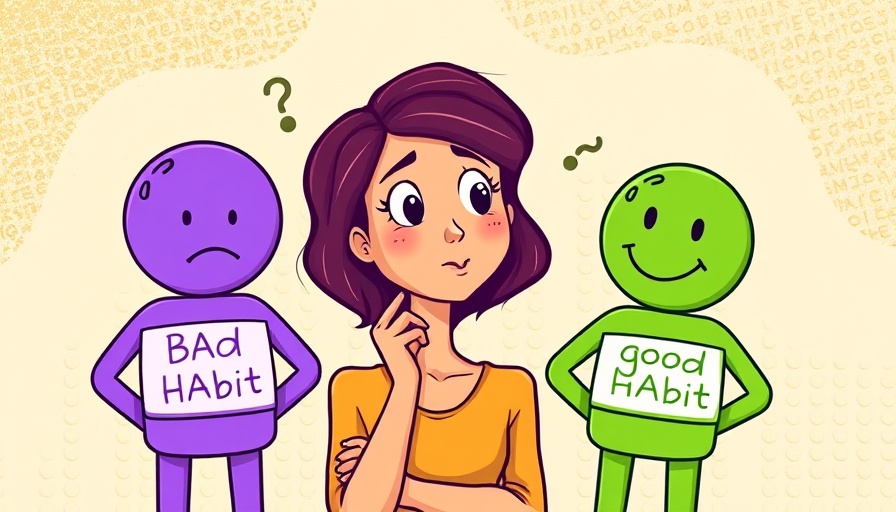 Illustration of choosing between bad and good habits.
