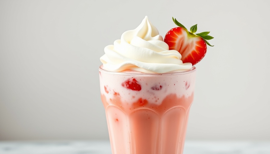 Strawberries and Cream Cocktail with whipped cream topping.