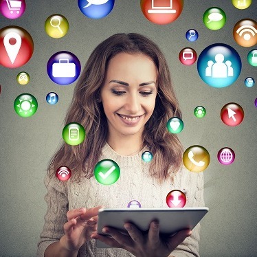 social media on tablet