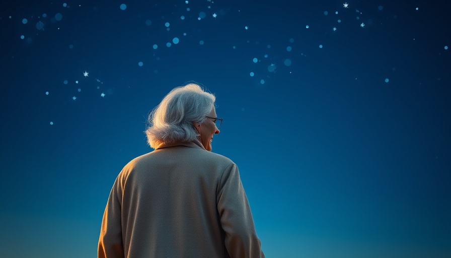 Elderly couple walking under a starry sky symbolizes healthy aging and longevity.
