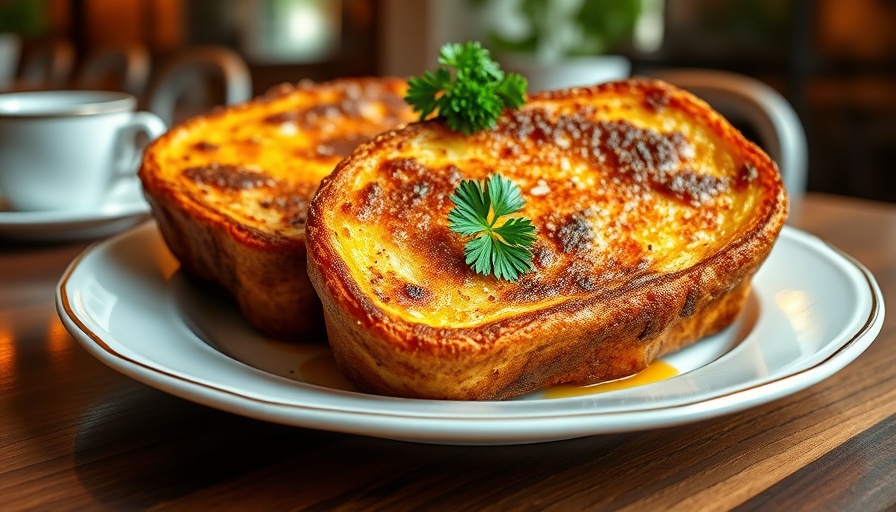 High protein French toast garnished with parsley.