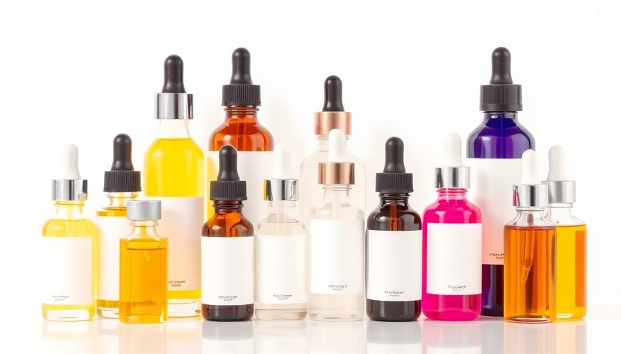 Stylish display of best facial oil serums on white background.