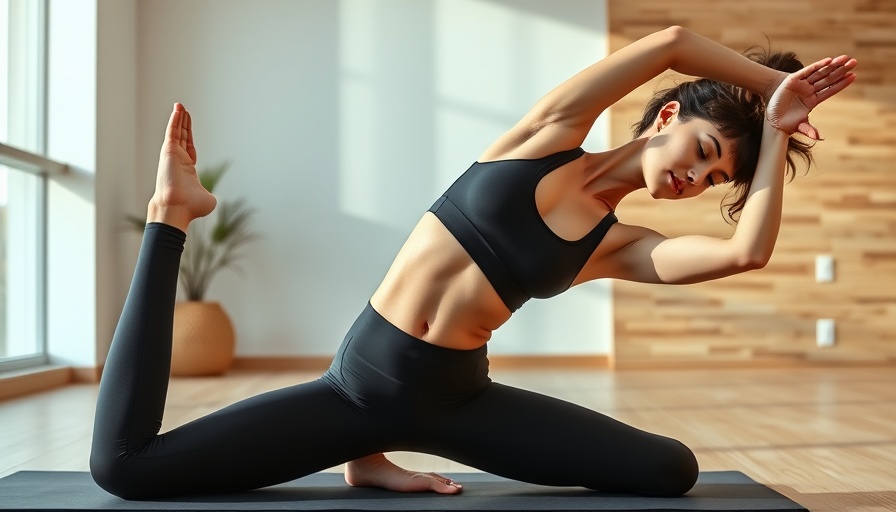 Woman performing transitional movements training in yoga pose indoors.