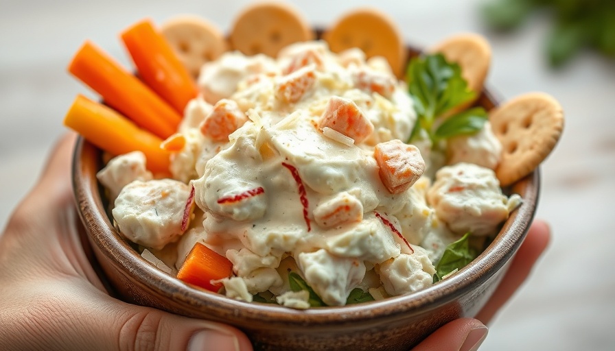 Chicken Caesar Salad Spread with carrots and crackers.