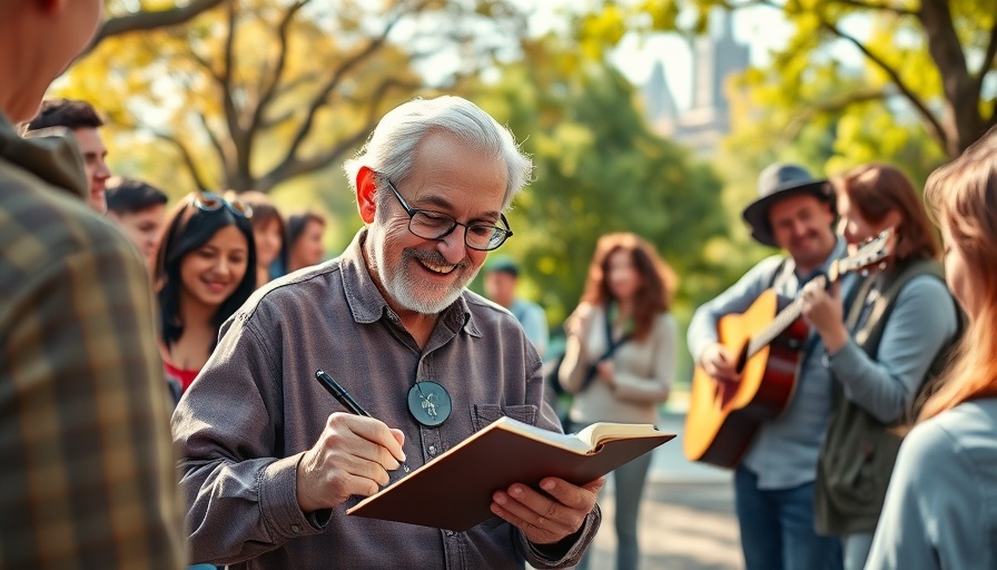 Elderly man writing in a park, symbolizing a meaningful life without being exceptional.