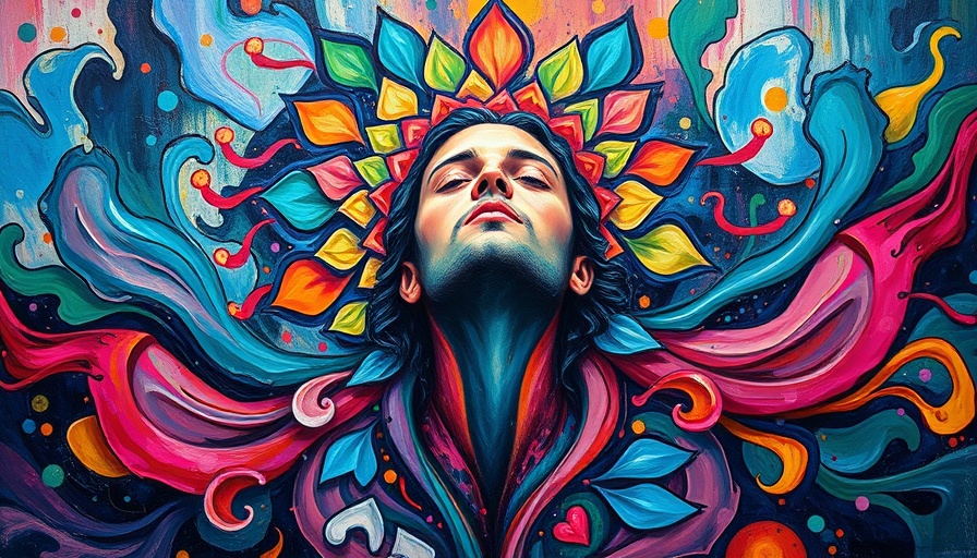 Abstract painting symbolizing healing through grief with colorful patterns.