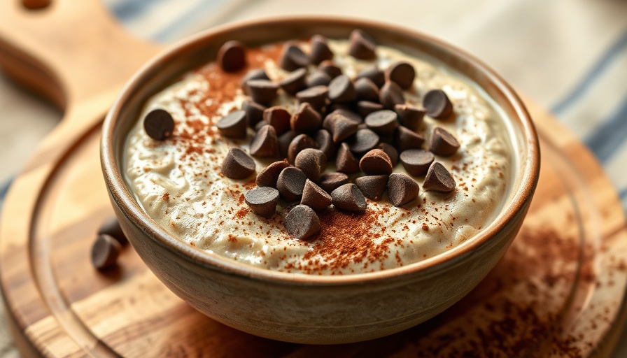 Delicious tiramisu blended oats with chocolate chips