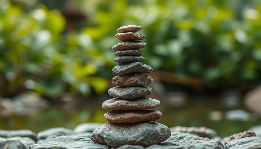 Balanced stones symbolizing Nine Attitudes of Mindfulness.