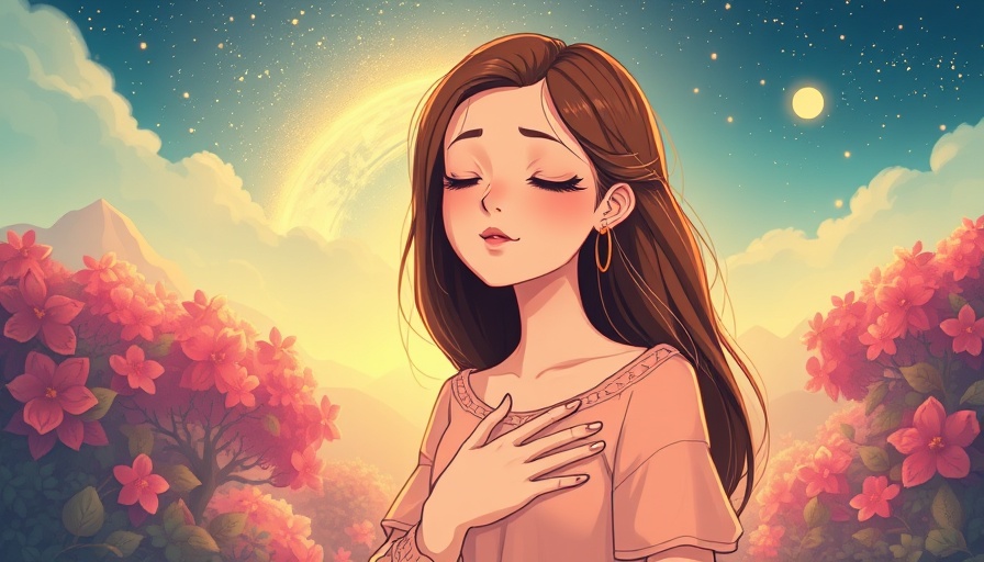 Serene woman illustrating left-side pain as a messenger in vibrant pastel setting.