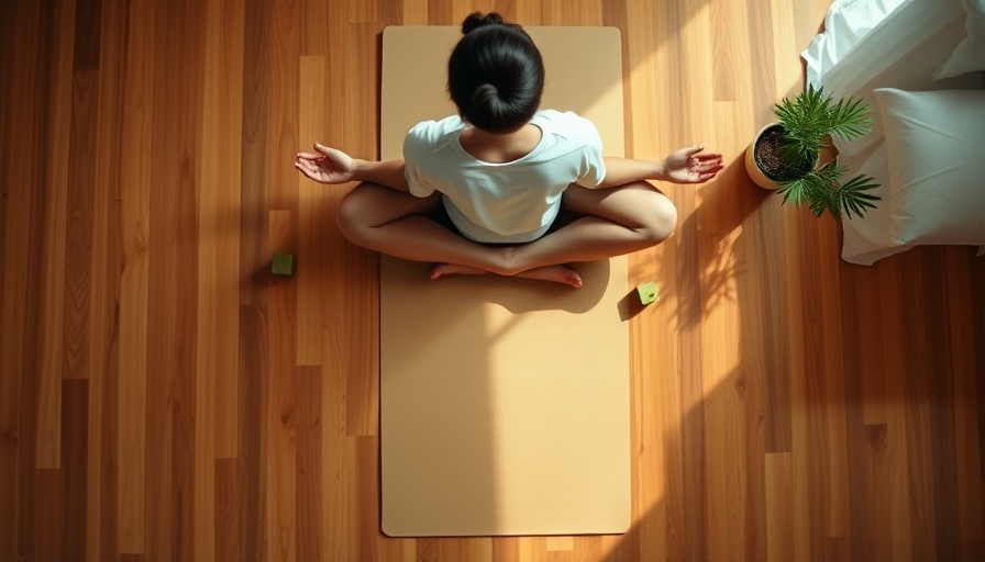 Mindfulness meditation practice steps with person meditating on a mat.