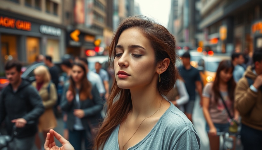 Formal vs Informal Mindfulness: woman meditating in busy city.