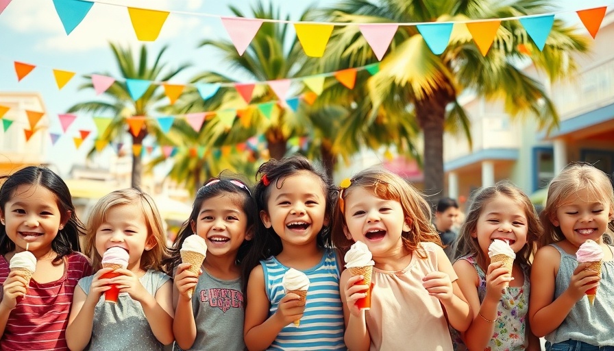 Joyful children eating ice cream outdoors; Transforming Life Through Change theme.