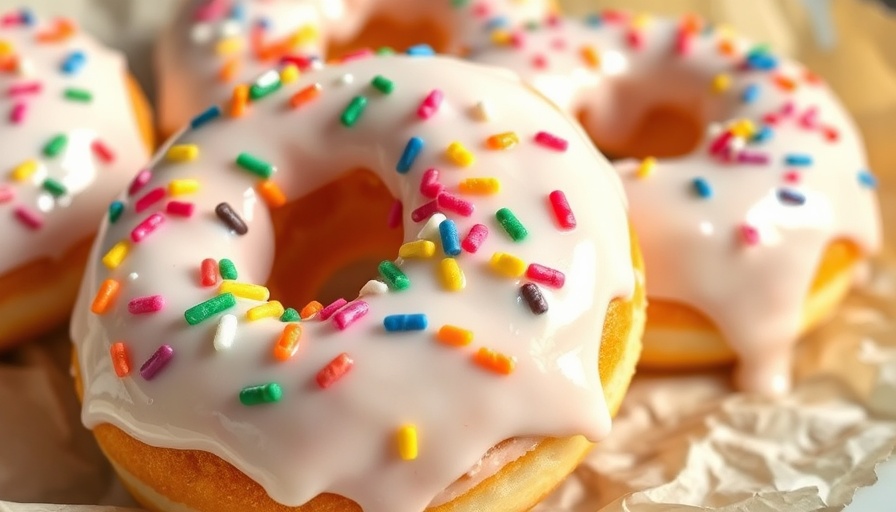 Homemade cottage cheese donuts topped with colorful sprinkles.