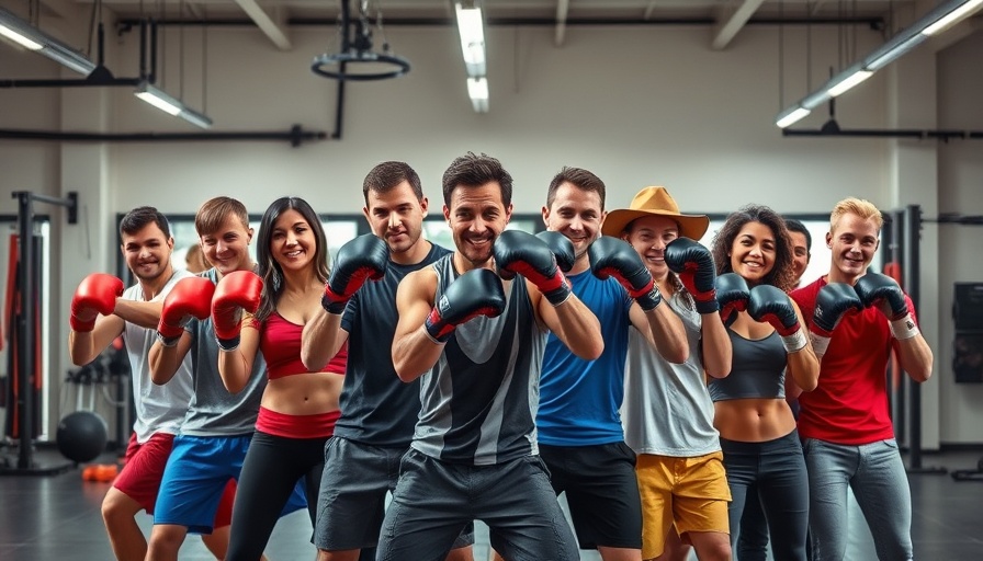 Non-Contact Boxing for Physical Education class posing in gym