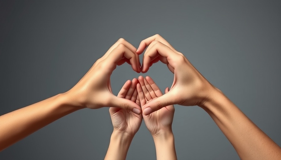 Mindful leaders unite to heal trauma through symbolic hand heart.
