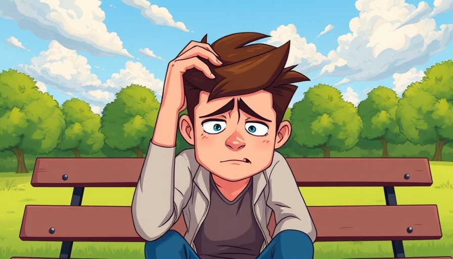 Stressed young man sitting on a park bench, tools for burnout relief.