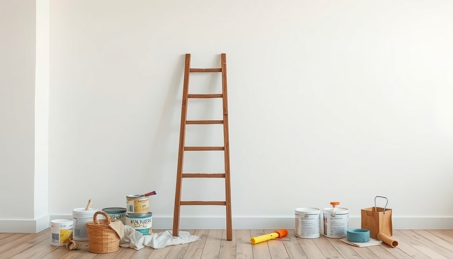 Home refresh ideas with painting supplies and ladder.