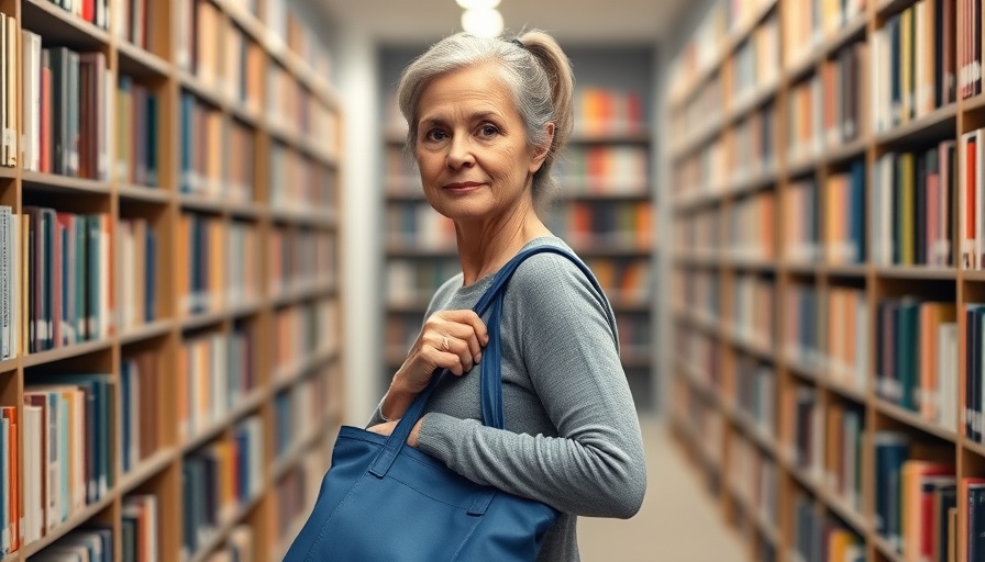 Woman standing strongly in a library, symbolizing librarians fighting for democracy.