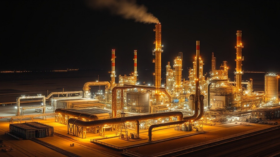 Vitrification Process at Hanford Site at night with facility lights.
