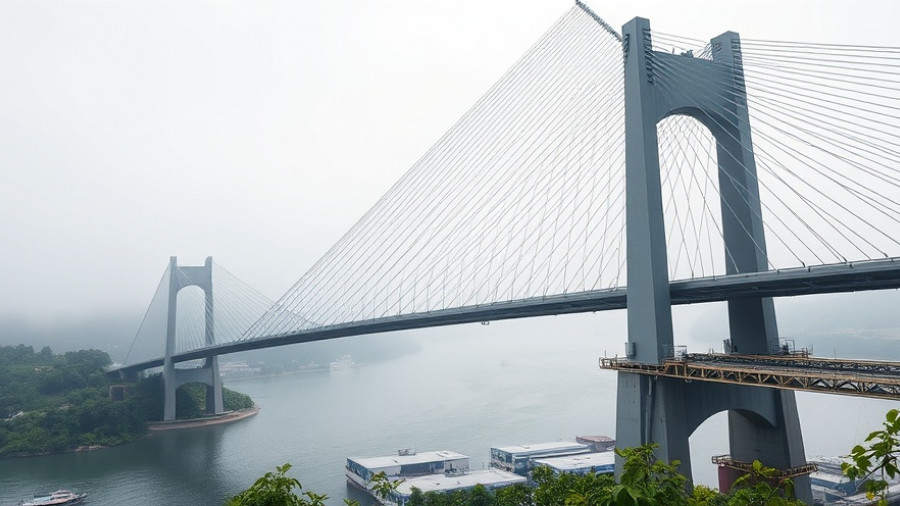 Changtai Yangtze River Bridge spanning the river on a misty day.