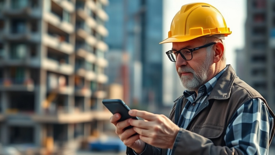 Construction manager reviewing data on-site