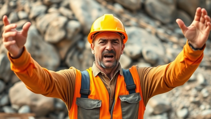 Construction worker stress at construction project site.