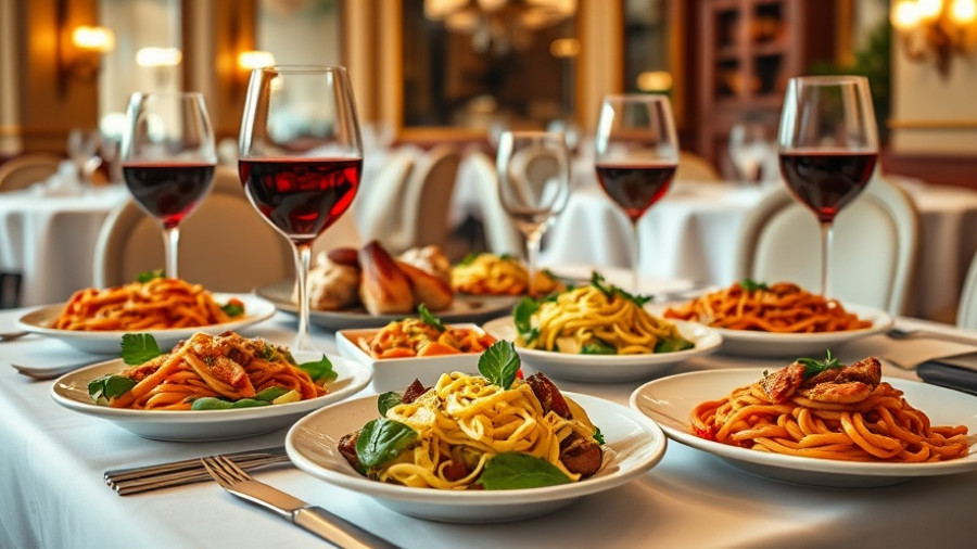 Italian pasta dishes and wine at CARBONE London Restaurant Opening.