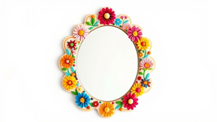 Whimsical colorful mirror design reflecting beauty standards concept
