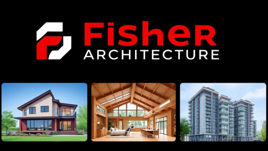 Fisher Architecture logo and diverse design images, showcasing creativity.