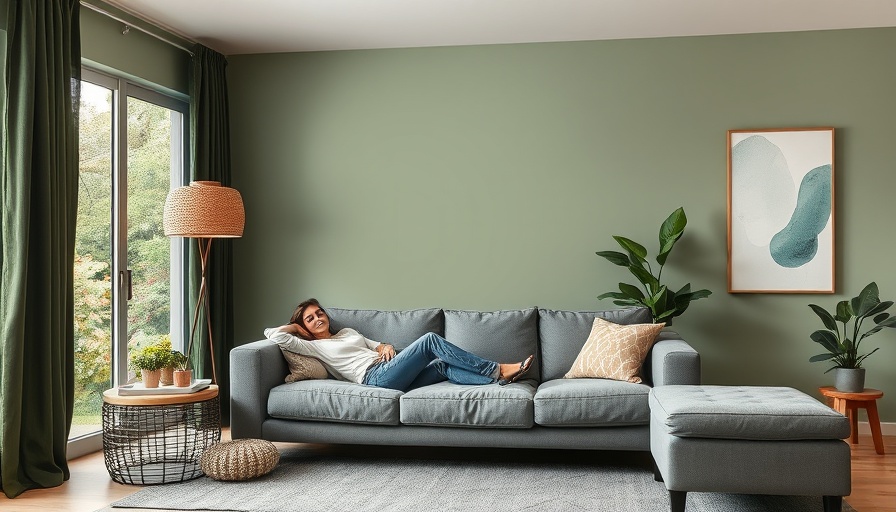 Cozy living room with favorite green paint colors.