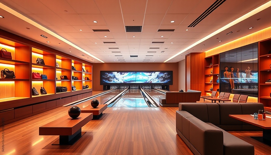 Neiman Marcus bowling alley in luxury retail space with designer decor
