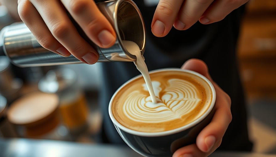Barista pouring latte art at a top Dallas coffee shop.