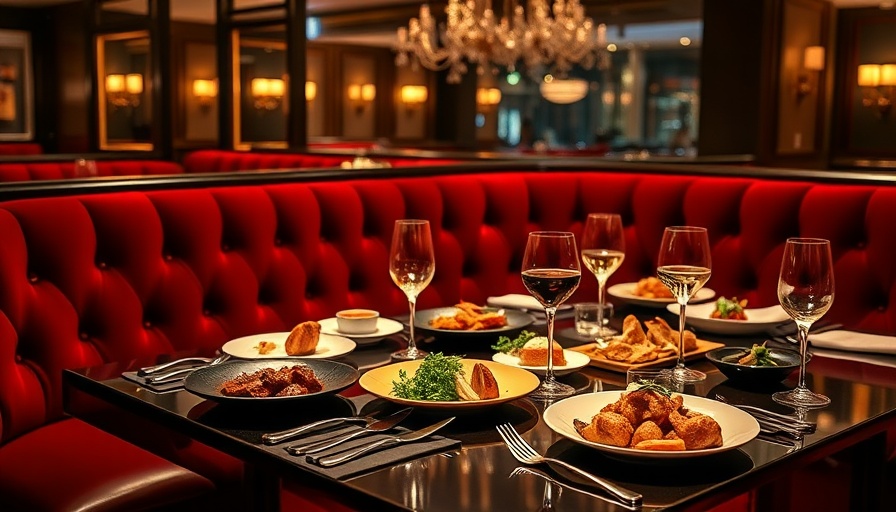Luxurious dining at a Hollywood-inspired steakhouse with gourmet dishes.