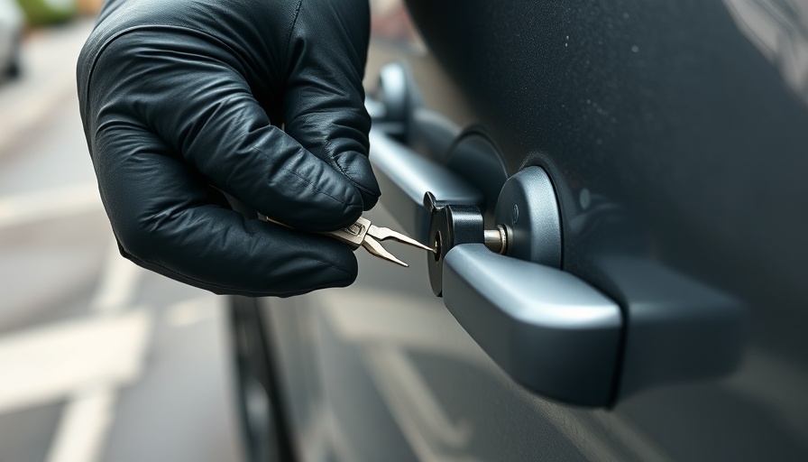 Close-up of lock picking, representing organized vehicle theft in DFW.