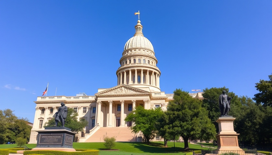 Texas Capitol Building under blue sky, related to Texas House Bill 3 school vouchers.