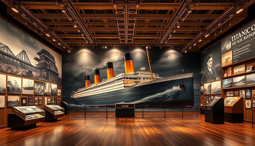 Exhibition room with Titanic mural and Irish heritage theme.