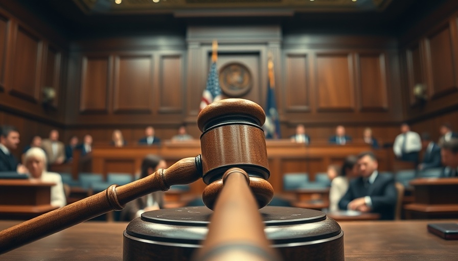 Courtroom scene depicting Texas immigration law legal challenges.