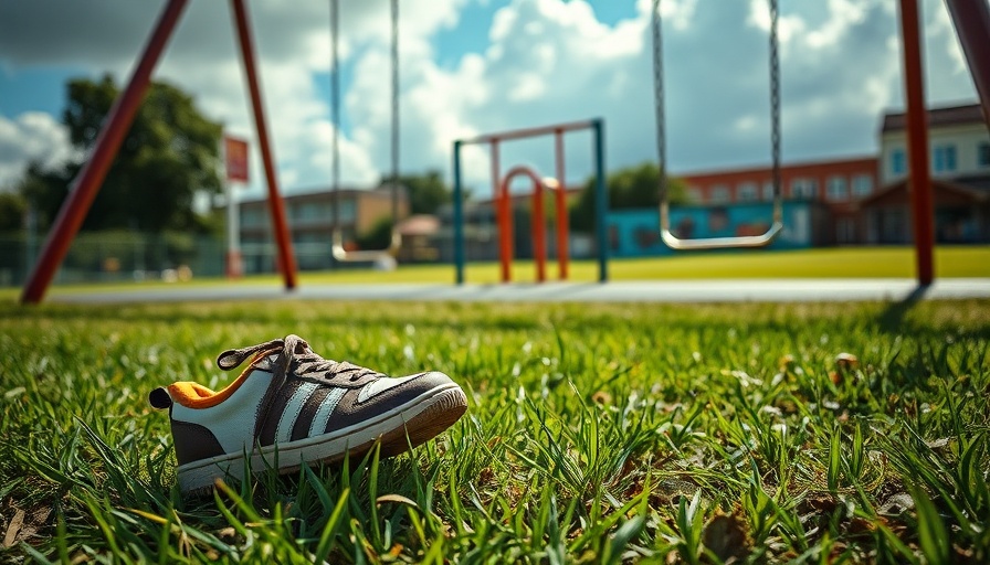 Empty playground with a child's shoe, Texas child dies from measles.